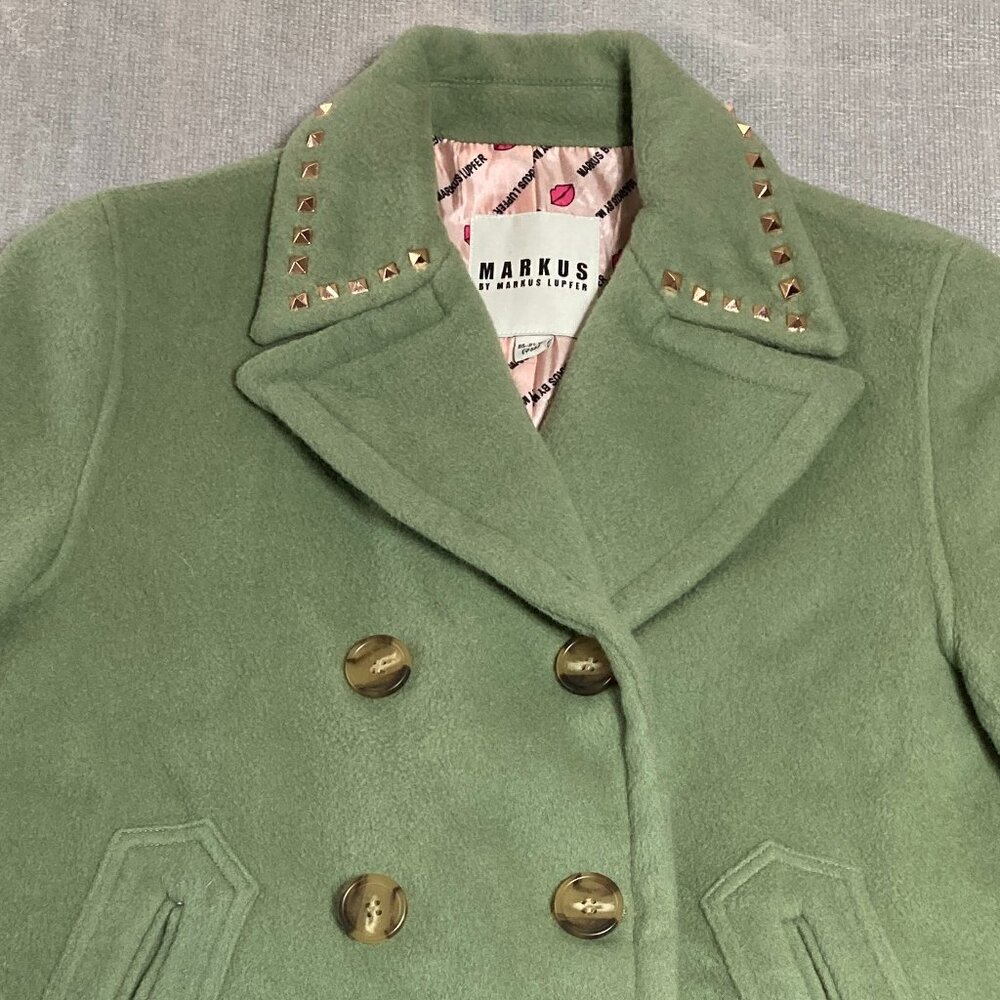 Markus Lupfer Wool Peacoat S Green Studded